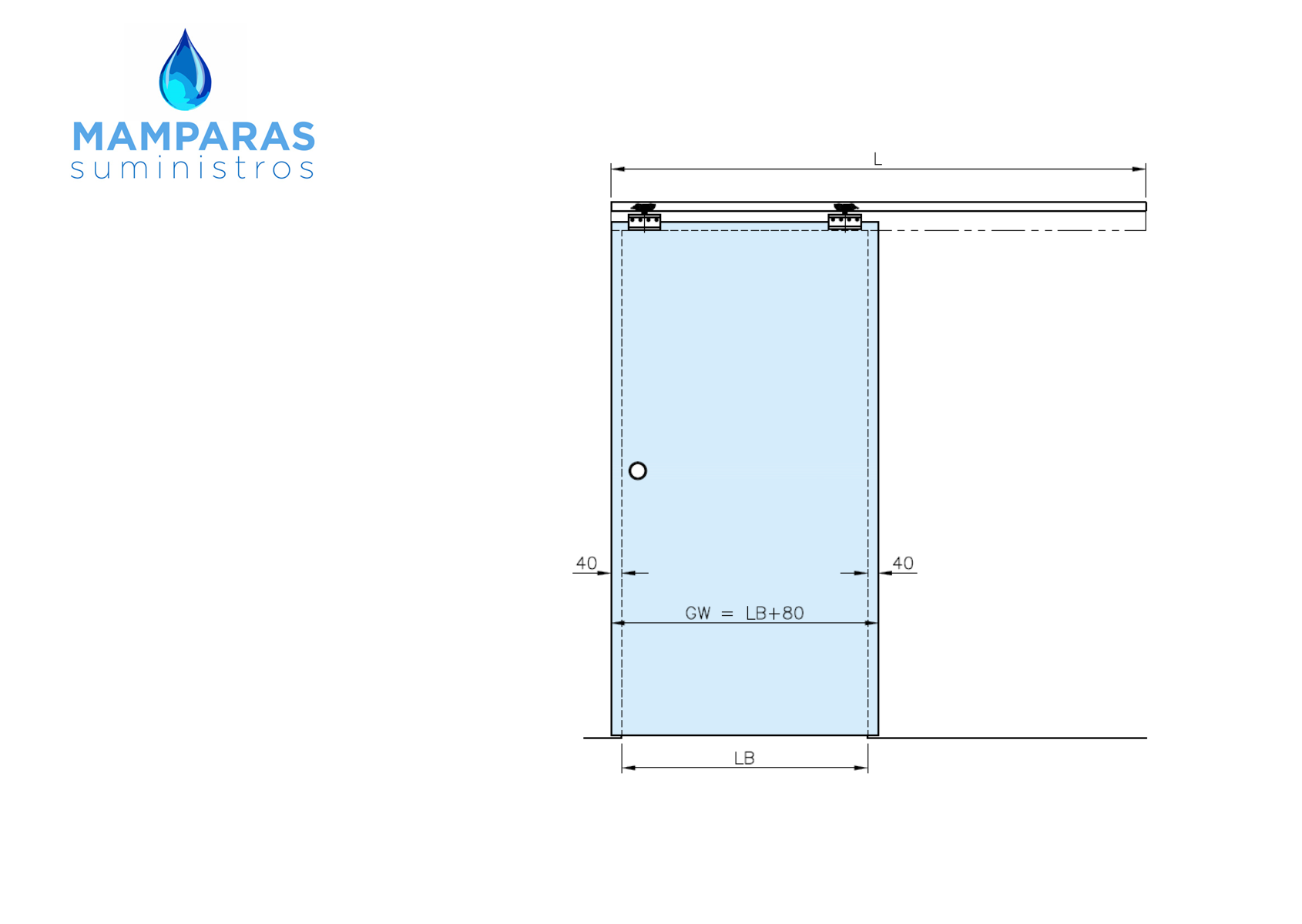 MS40210 Guía Para Puerta Corredera de Cristal Herrajes Ocultos en la Guía