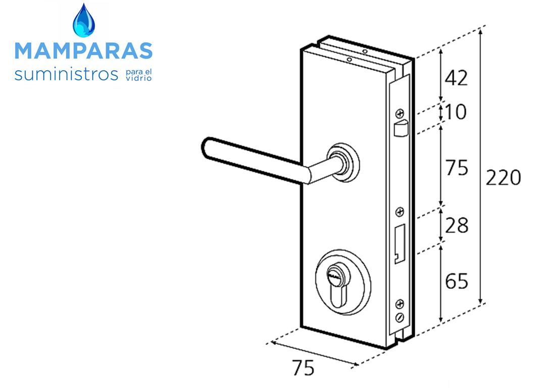 MS45500 CERRADURA PARA PUERTA DE CRISTAL TEMPLADO DE 10 MM SERIE 04