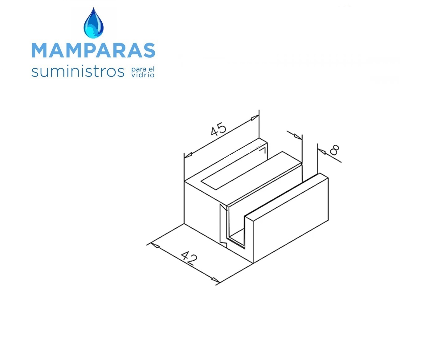 MS20251 PERFIL ABISAGRADO PARA MAMPARA DE BAÑO EN ALUMINIO ANODIZADO NEGRO  MATE