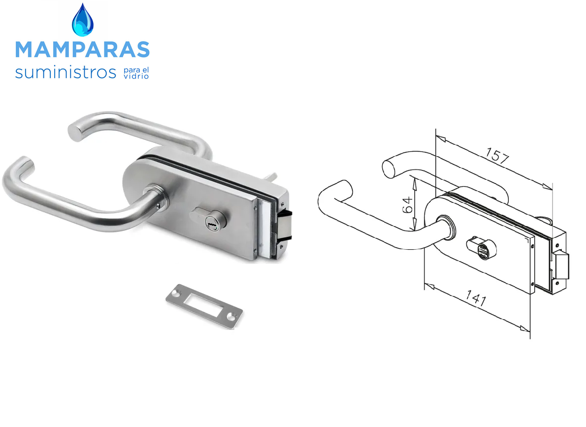 Cerradura sin muesca resbalón con maneta de acero