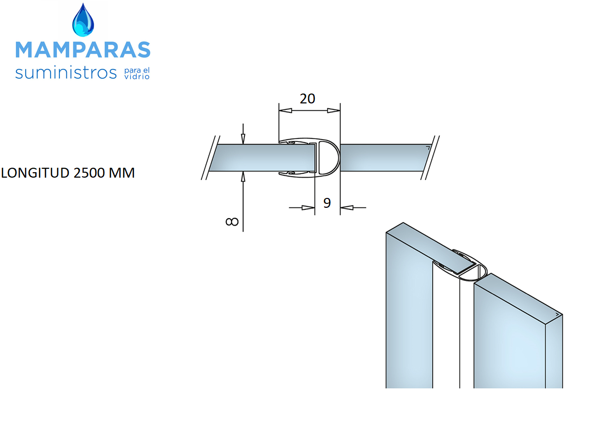Junta Estanqueidad - Gomas Mampara Vidrios de 8 - 10 mm Ref 260