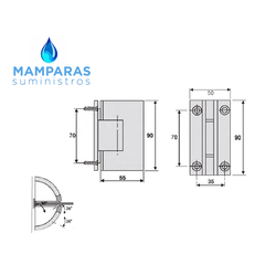 BISAGRA DORADA PARA PUERTA DE CRISTAL