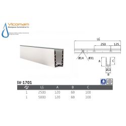 PERIL COMENZA PERFIL U PARA BARANDA DE CRISTAL