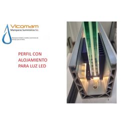 PERIL COMENZA PERFIL U PARA BARANDA DE CRISTAL CON LUZ LED