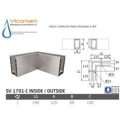 PERIL COMENZA PERFIL U PARA BARANDA DE CRISTAL