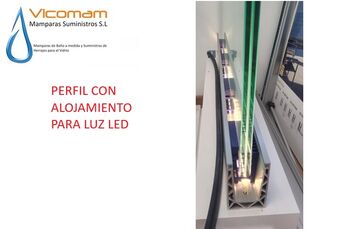 PERIL COMENZA PERFIL U PARA BARANDA DE CRISTAL CON LUZ LED