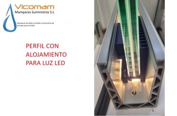 PERIL COMENZA PERFIL U PARA BARANDA DE CRISTAL CON LUZ LED