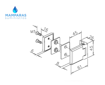 BISAGRA MINI INOX PARA PUERTAS DE CRISTAL