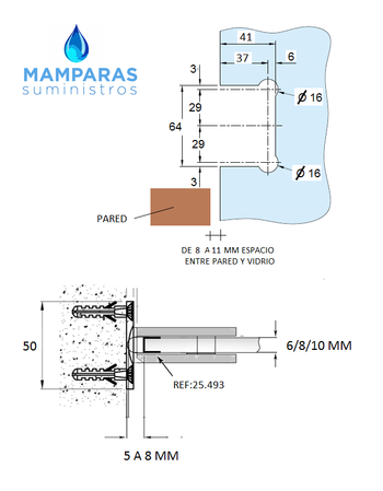 BISAGRA DORADA PARA PUERTA DE CRISTAL